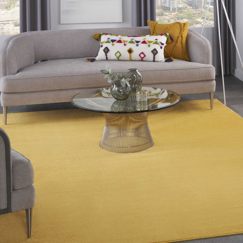 Tapis jaune uni Mullican Sandy, Rectangle 7 pi x 10 pi
