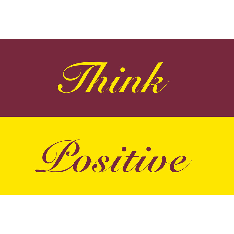 Paillasson d’intérieur antidérapant Think positive, l 36 po x L 60 po, Rouge
