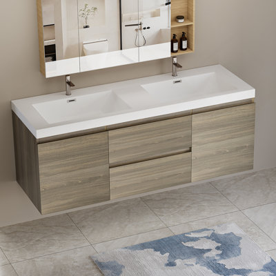 59.06 " W Wall Mounted Wall Mounted Single Double With Resin Top
