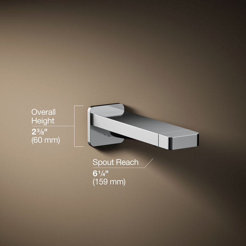 Parallel Wall Mounted Tub Spout Trim, Polished Chrome