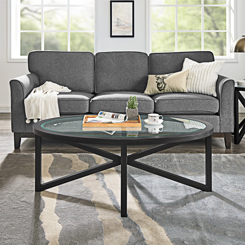 Table basse ovale en verre