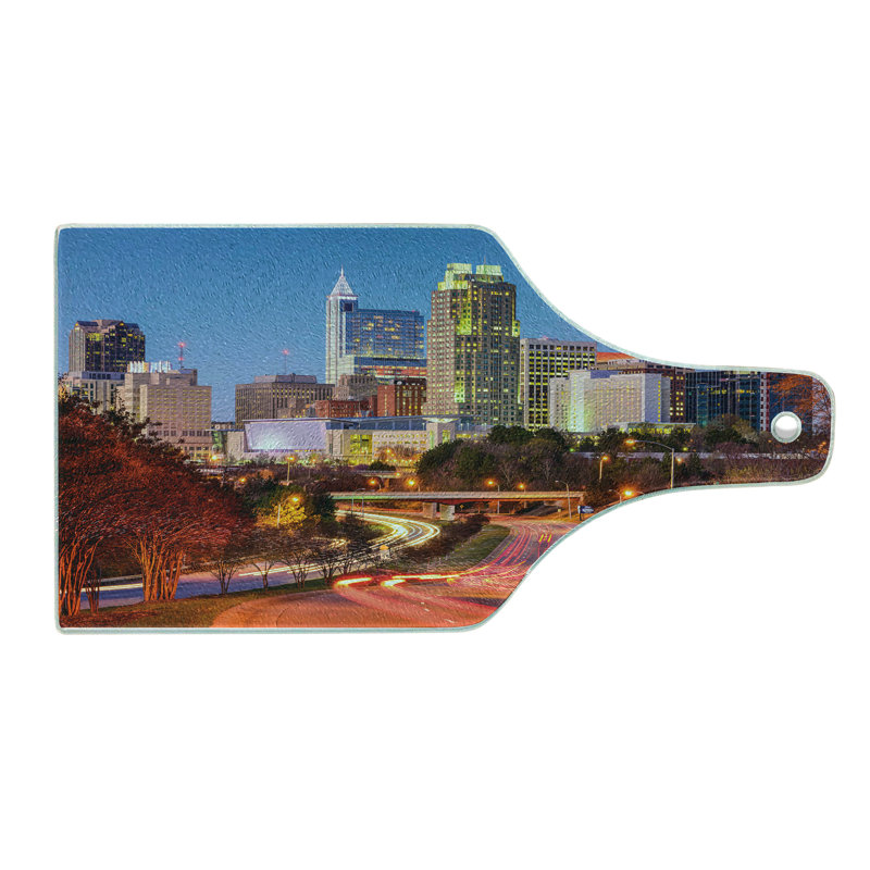 Multicolore planche à découper Ambesonne États-Unis en verre trempé North Carolina