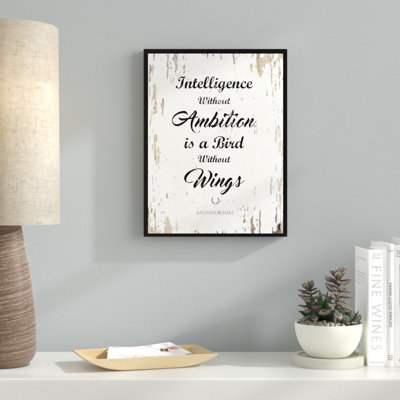 "L'intelligence sans ambition est un oiseau sans ailes" - Salvador Dali Inspiration - cadre photo, reproduction d'art textuel sur toile