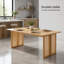 Table de salle à manger robuste en bois d'hévéa avec des accents décoratifs en rotin de plastique - longue table de cuisine et de salle à manger intérieure pouvant supporter jusqu'à 800 lb, pouvant accueillir confortablement 6 personnes