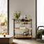 Chariot-bar en bois avec support à vin et porte-verres 34,8 po x 14 po x 34 po Chariot de service de cuisine moderne à 3 niveaux pour la maison, le salon
