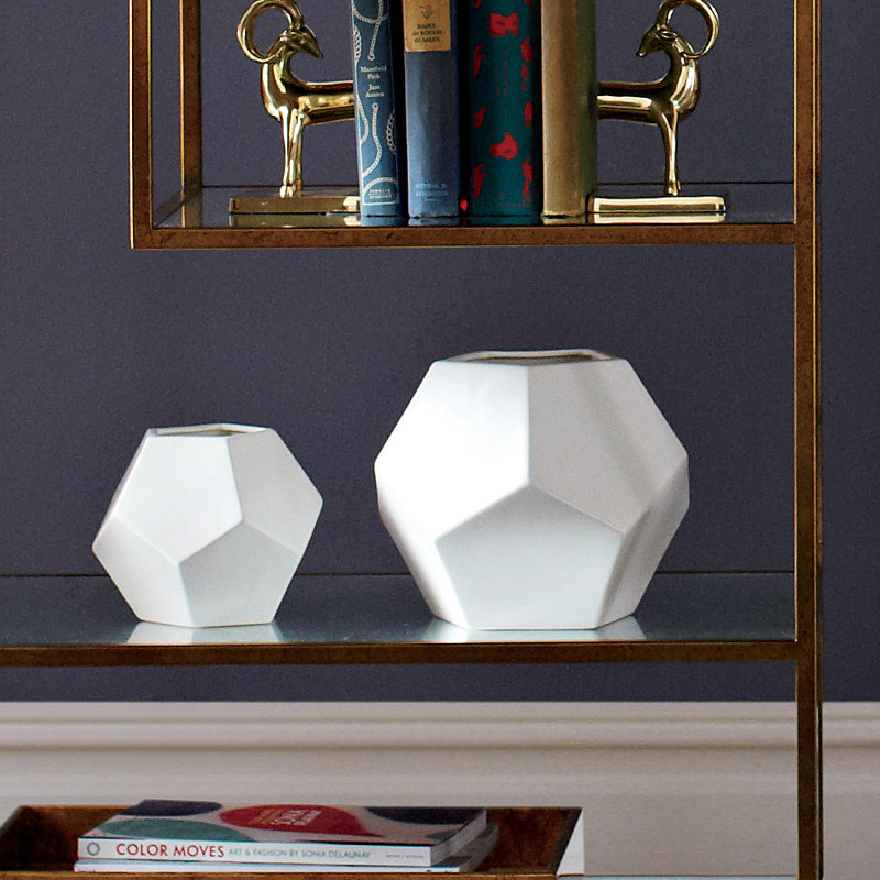 Faceted Table Vase, 4" H x 4.5" W x 4.5" D, White