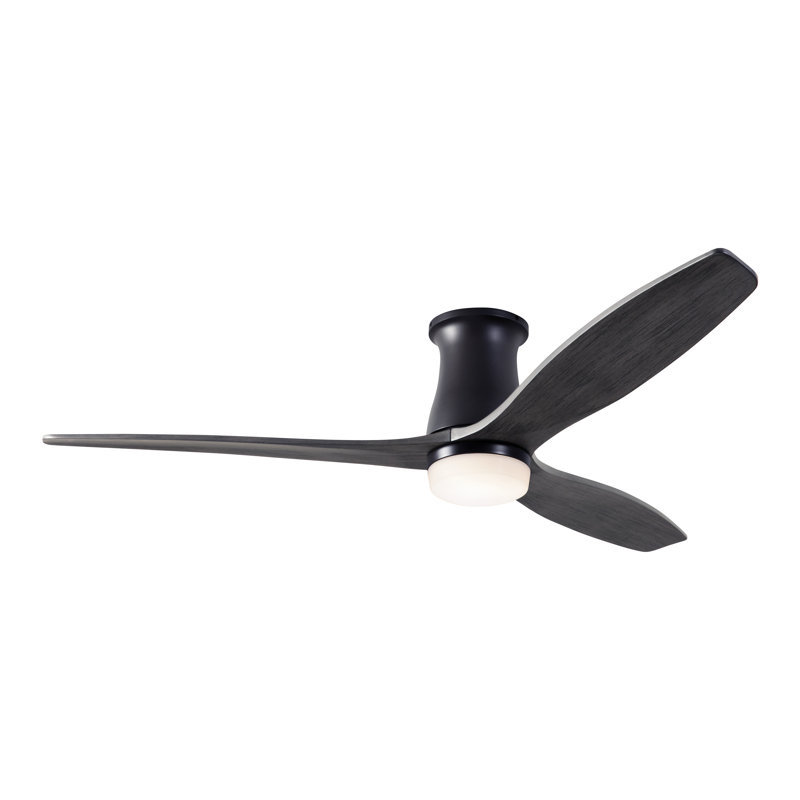 Arbor LED Flush Mount Ceiling Fan, Handheld Remote Control, Dark Bronze, Ebony