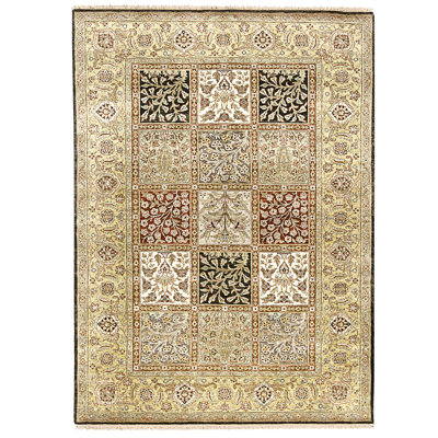 Hand Knotted Wool Area Rug in Multi And Gold