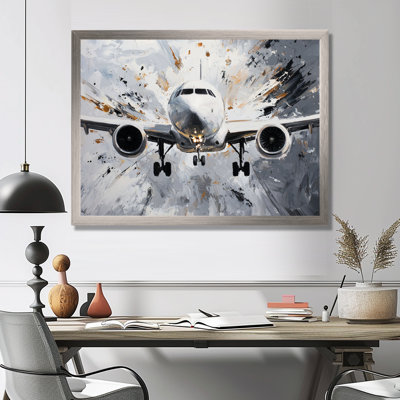 Aquarelle, avion, atterrissage sur la piste I - Avion, art mural