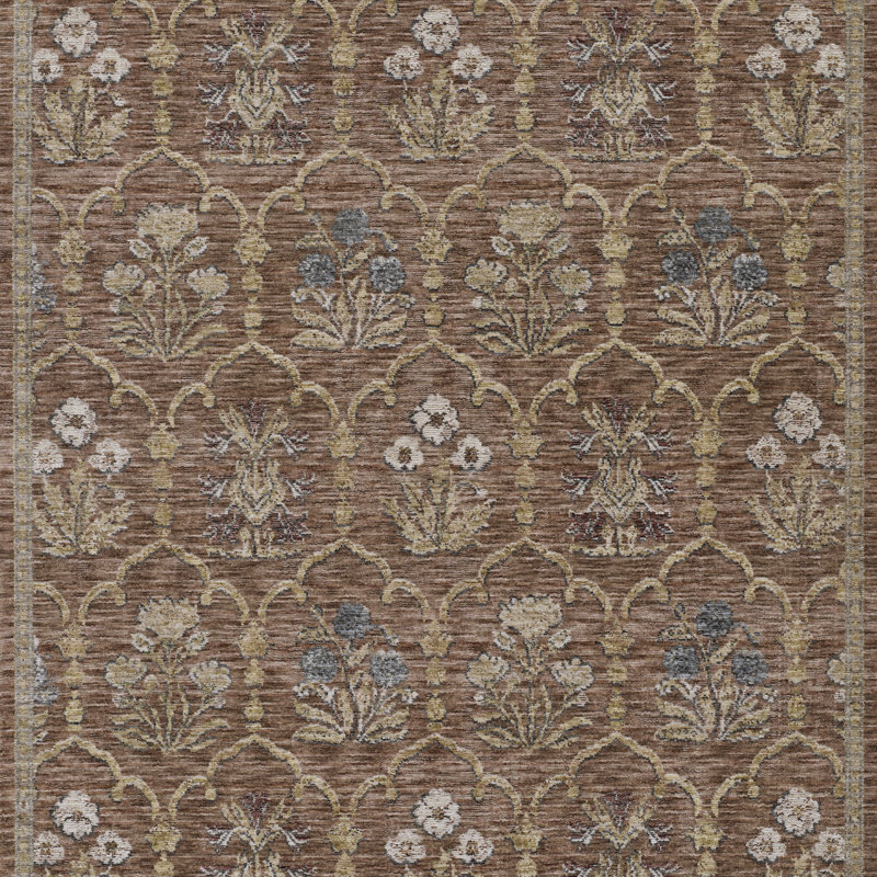 Tapis traditionnel rouille en polyester Simmonsville 7 pi 10 po x 10 pi, 7 pi 10 po x 10 pi