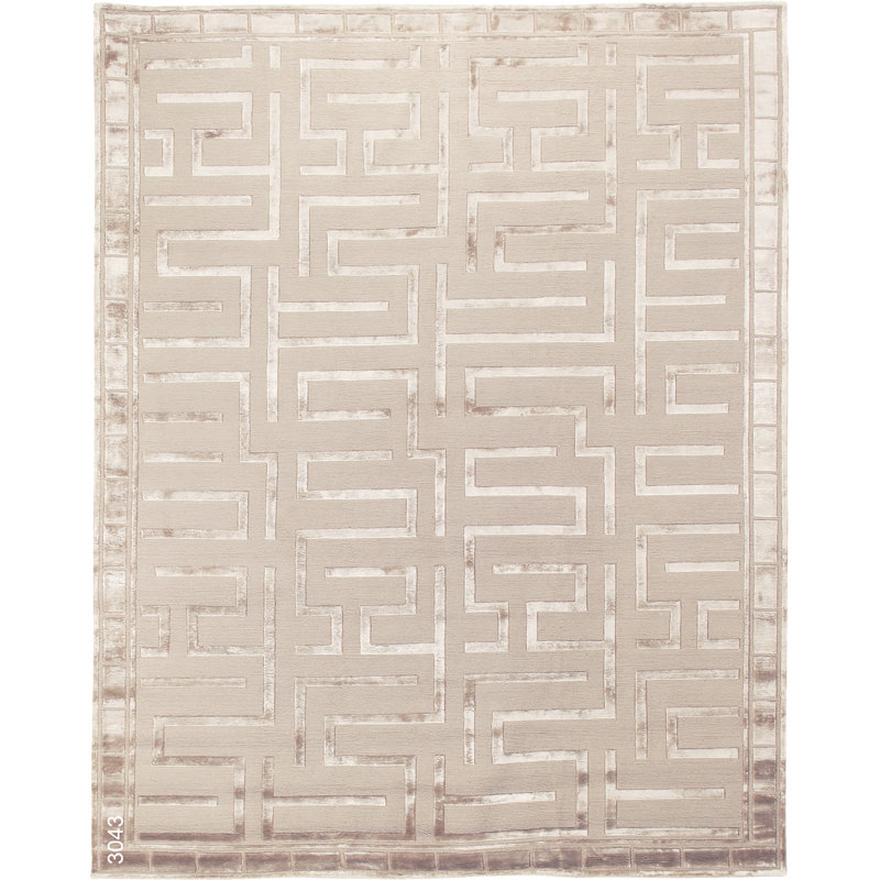 Metro-Velvet Geometric Area Rug in Beige, Rectangle 8' x 10'