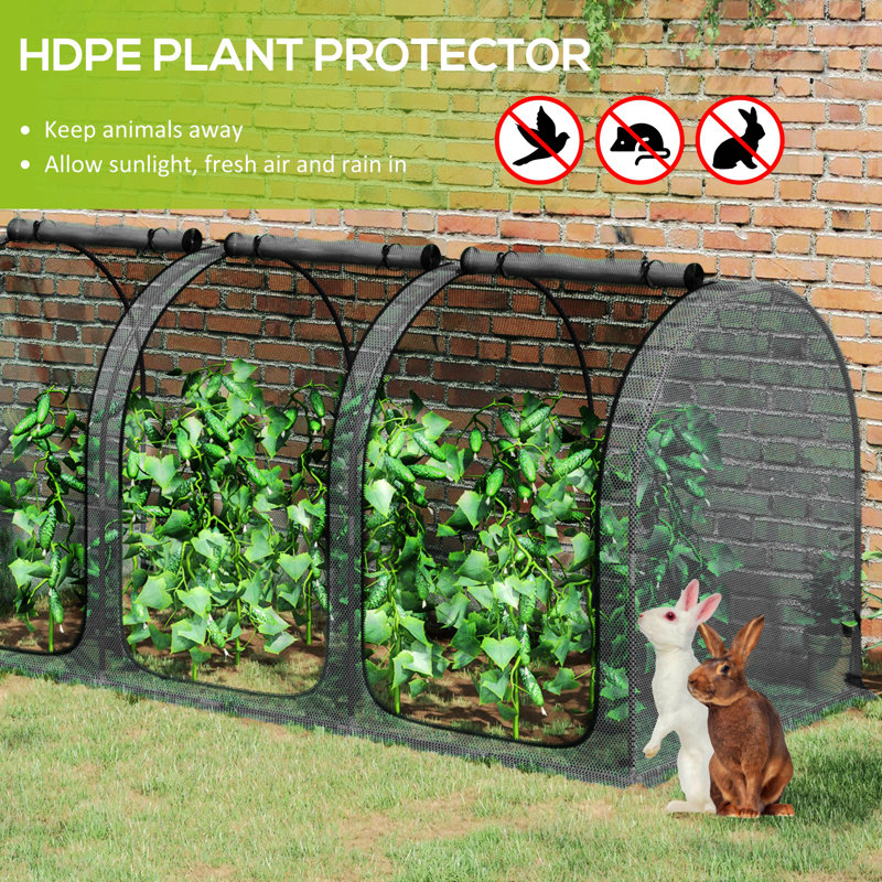 Black Mesh Plant Protection Tent with Zippered Doors