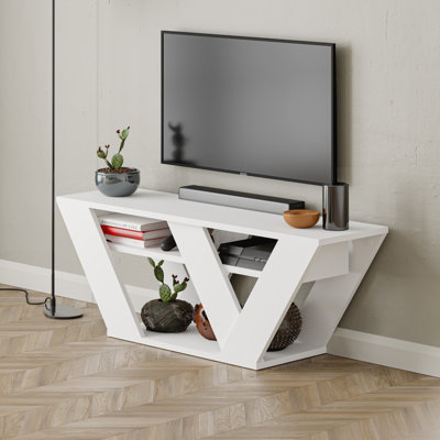 Kirstin 110 Cm TV Stand for TVs up to 48" | Modern Entertainment Unit with V-Shaped Legs