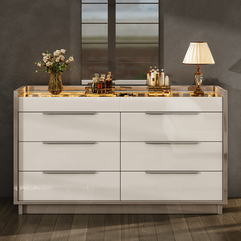 Commode 8 tiroirs l 47,2 po lustrée moderne