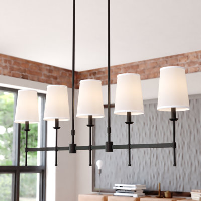 Luminaire suspendu pour îlot de cuisine noir mat à 5 lumières en noir