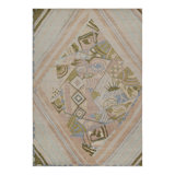 Art Deco Hand Knotted Wool Geometric Area Rug