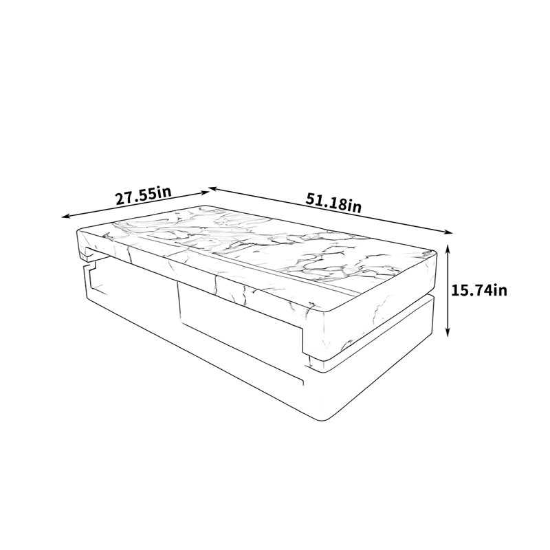 Brayan, H 15,74 po x L 51,18 po x l 27,55 po, Noir / blanc, Noir