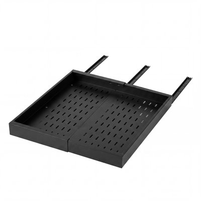 Organisateur d'armoire coulissant, paquet de 2 largeurs extensibles (12,2 po à 18,9 po), tiroirs coulissants profonds pour armoires 20,47 po, tiroir coulissant pour organisateur d'armoire de cuisine avec bandes adhésives Nano, noir