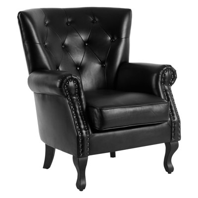 24"W Faux Leather Wingback Chair