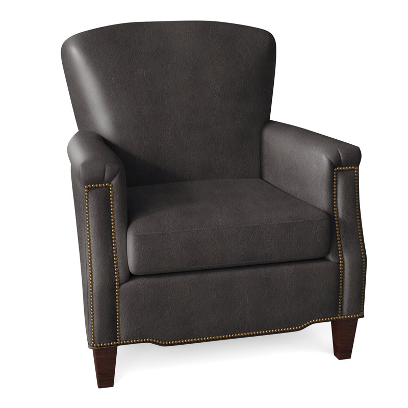 Vincent Armchair, Mahogany, French Natural, Empyrean Tweed Genuine Leather
