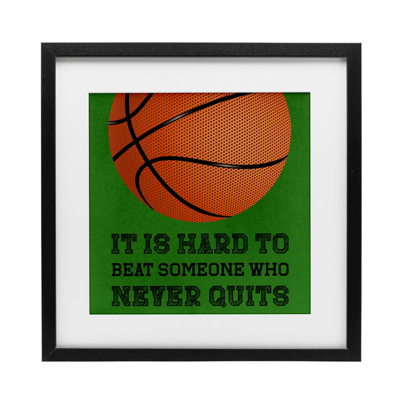Someone Who Never Quits Framed Print Under Glass, design by Marcus Prime, 13" H x 13" W, Midnight Black Frame
