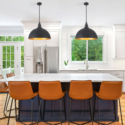 Abrahamson 1 - Light Black Kitchen Island Industrial Large Dome Pendant Light For Dining Room Bedroom Hallway - 17.72" H x 19.69" W
