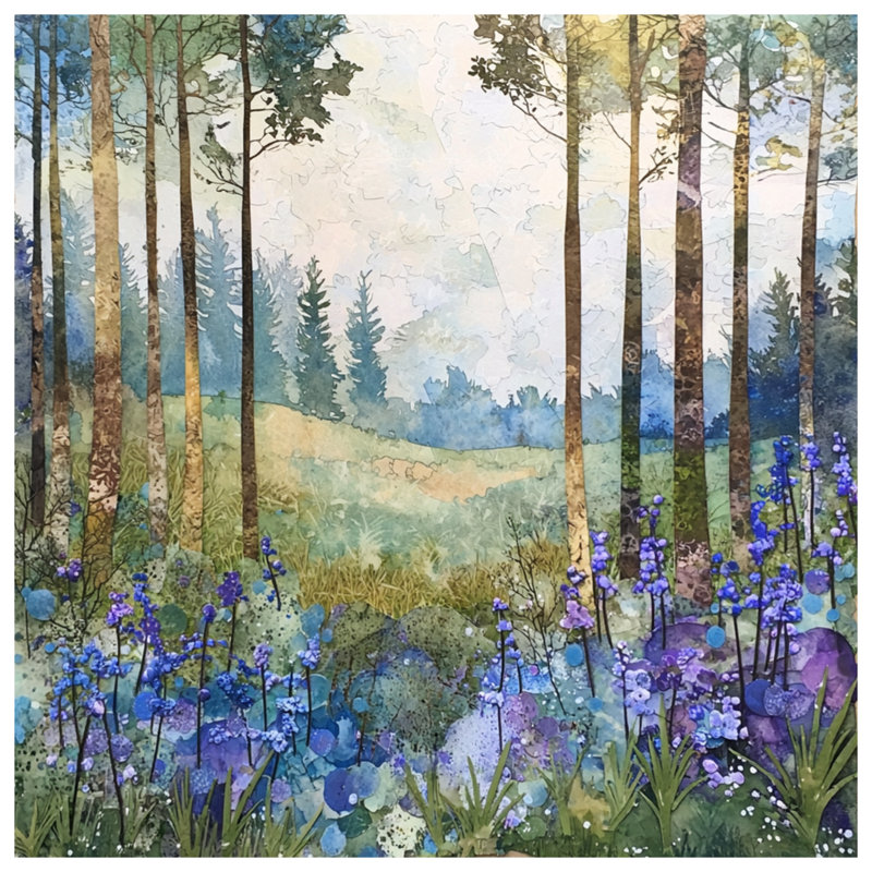 Forest Landscape With Wildflowers Comforter, King