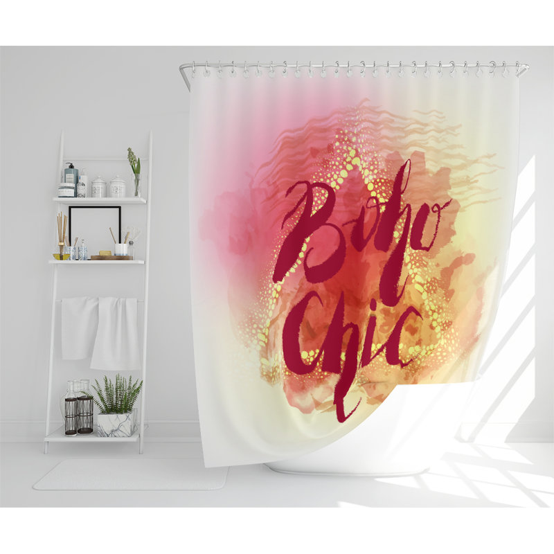 Boho Chic Lettering On Beautiful Watercolor Background Designer Shower Curtain