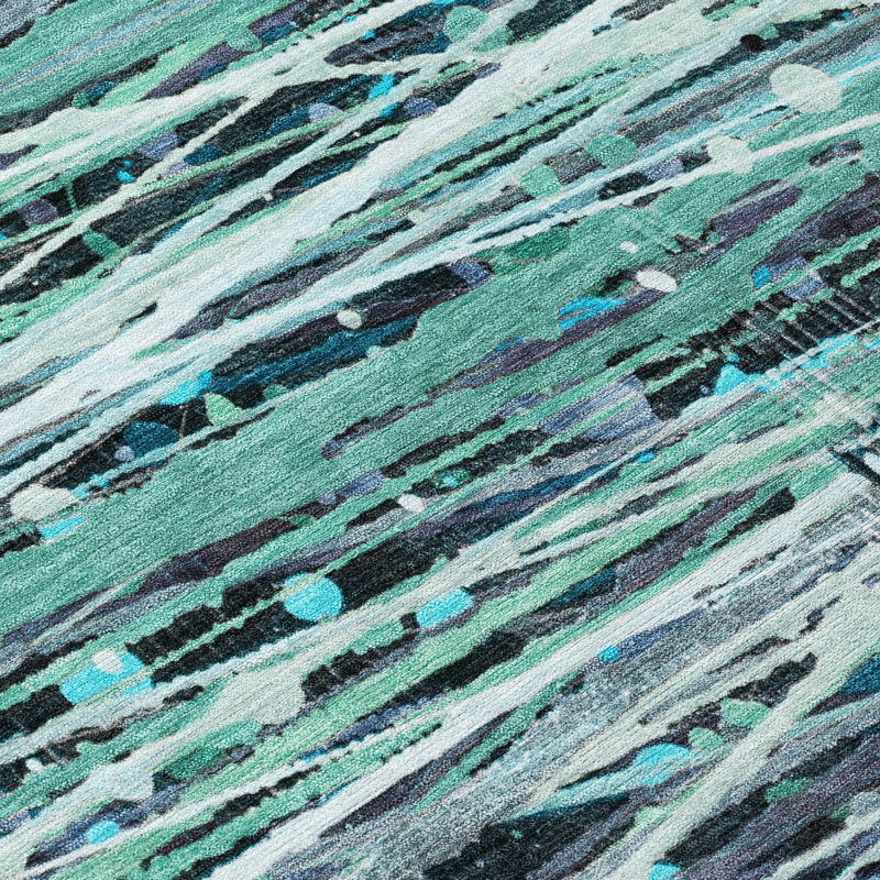 Machine Washable Indoor/Outdoor Amanda ACN2126 Striped Rug, Rectangle 10' x 14'