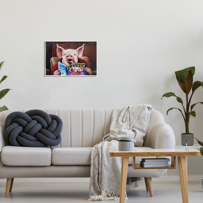 Drôle de cochon «Man Cave» - Peinture, H 13 po x l 19 po x P 0,5 po, Bois