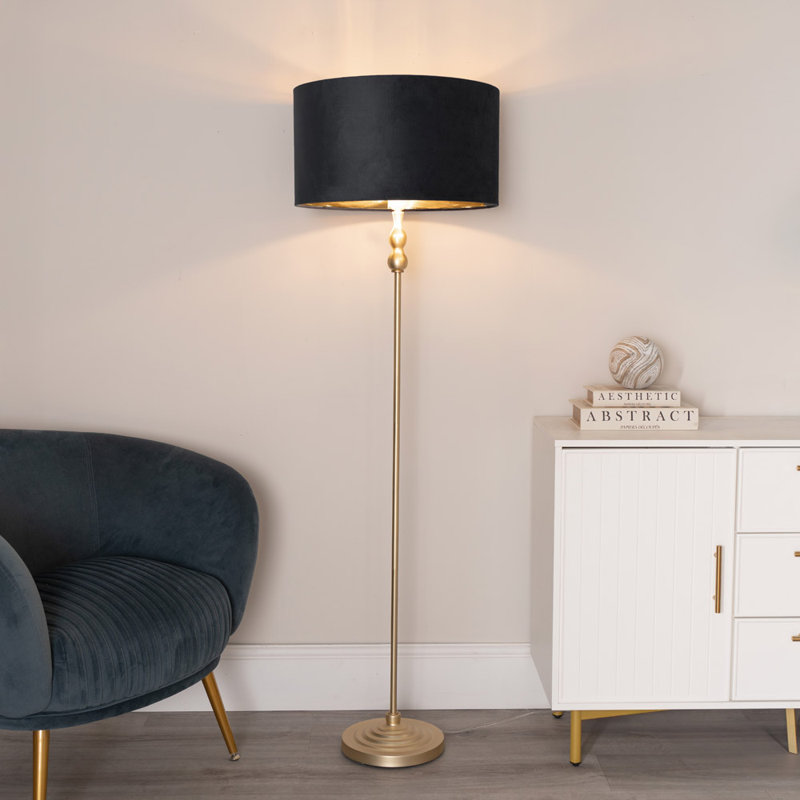 Travilah 151cm Traditional Floor Lamp, Black/Gold, Yes, Brushed