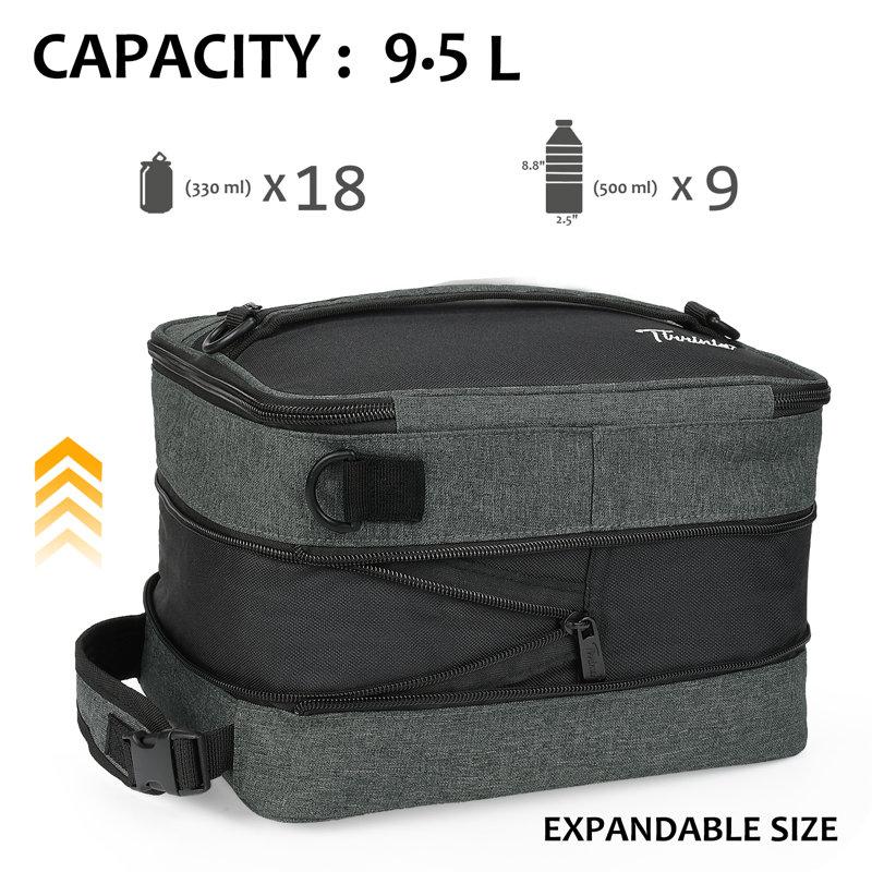 Sac fourre-tout isolant et extensible Tirrinia avec bandoulière, Gris anthracite