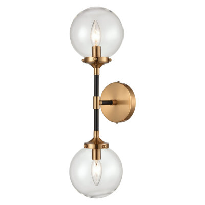 Lueras 21'' High 2-Light Sconce - Matte Black with Antique Gold