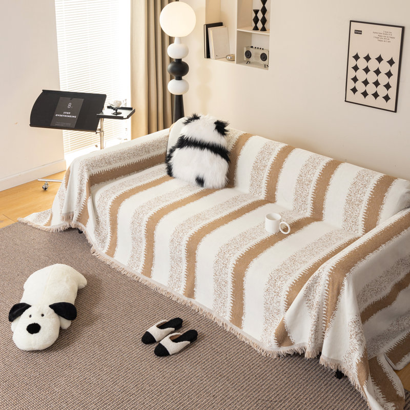 Housse pour canapé en chenille, housse de canapé multifonctionnelle lavable à la machine, H 1 po x l 134 po x P 71 po, Kaki