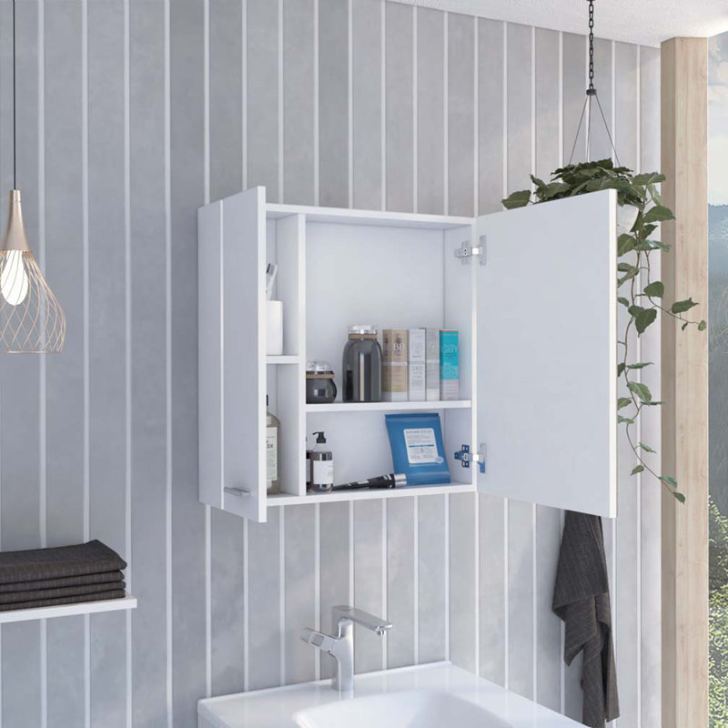 Armoire à pharmacie de salle de bain avec miroir, Blanc