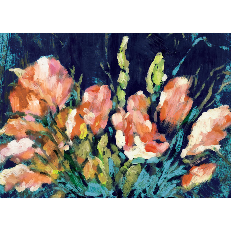 " Orange Flowers " Painting Print, 24" H x 36" W