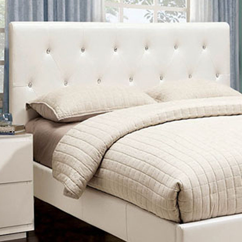 Lit plateforme tapissier capitonné Chippenham, Grand, Blanc