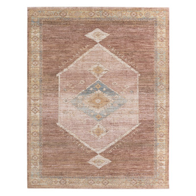 Tapis de couloir rouge / rose Label J Azara STN05 (2 pi 7 po x 8 pi)