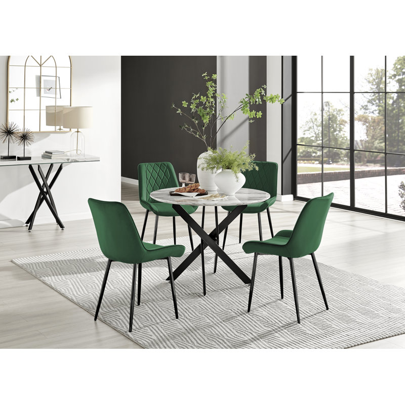 Eubanks 4 - Person Dining Set, Green/Black