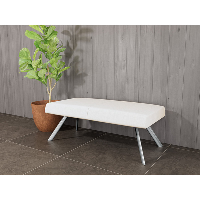 Banc de réception Willow, Chrome, Chambray calcaire - vinyle facile à nettoyer