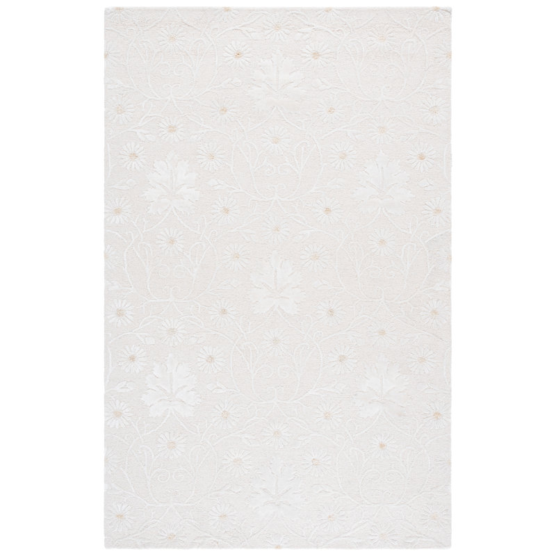 Glamour 610 Hand Tufted 45% Wool; 45% Viscose; 10% Cotton Floral Rug, Rectangle 6' x 9'