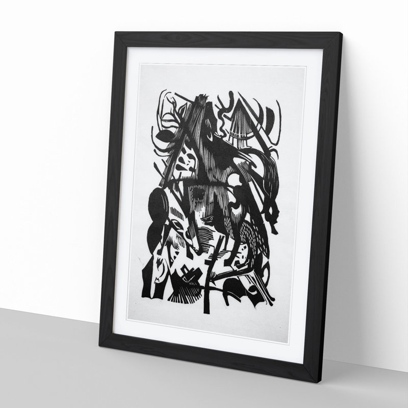 The Wolf by Franz Marc - Picture Frame Graphic Art, 36cm H x 27cm W x 2cm D, Black
