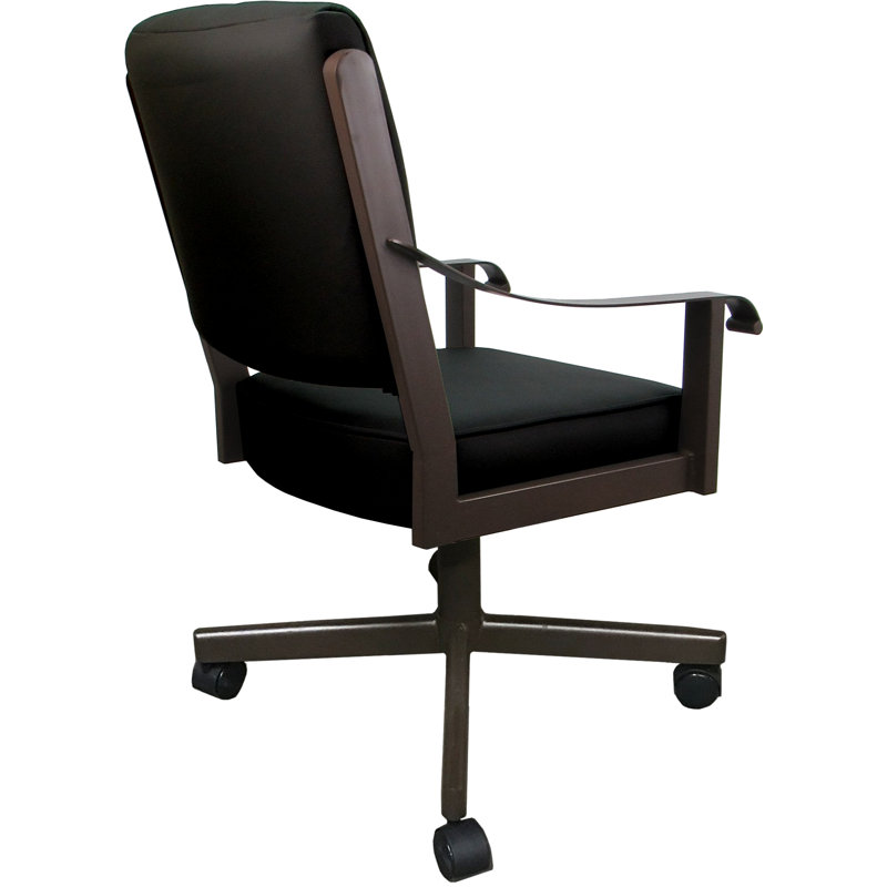 Leather Metal Dining Caster Chair Swivel Tilt, Brown, Black