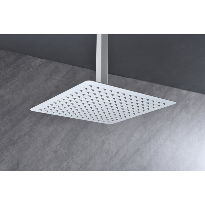 Pomme de douche de style pluie en acier inoxydable 304 - autonettoyant, 12 x 12 x 10, blanc