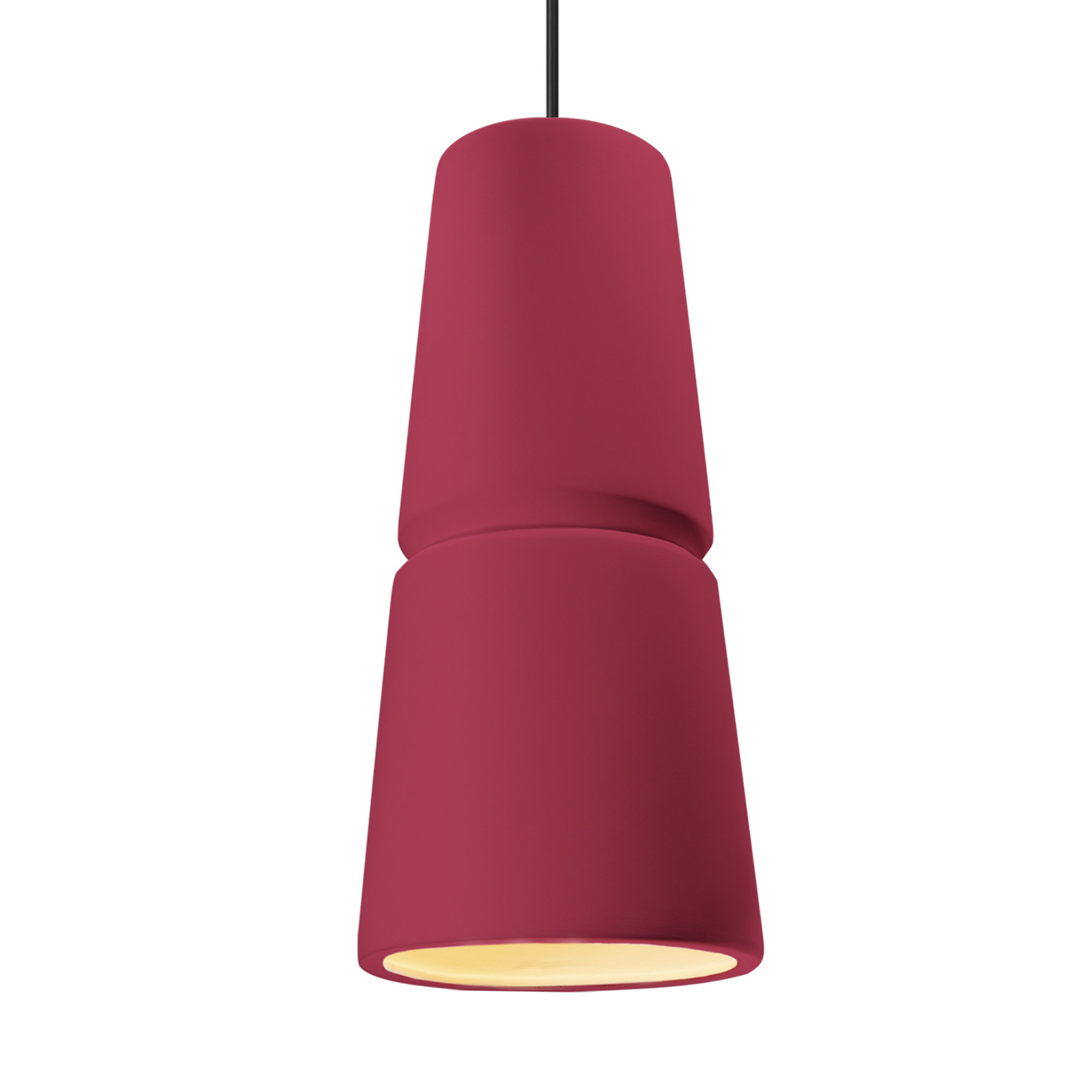 Logan 1 - Light Single Cone Pendant, Cerise, Antique Brass, 18" H x 8" W x 8" D