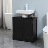 Kleankin Pedestal Sink Storage Cabinet, Vanity Base Cabinet, Under Sink Bathroom Cabinet With U-Shape Cut-Out And Adjustable Internal Shelf