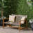 Durable Handwoven Wicker Outdoor Loveseat With Acacia Wood Frame And Iron Accents, Perfect For Patio Or Backyard-1481408959