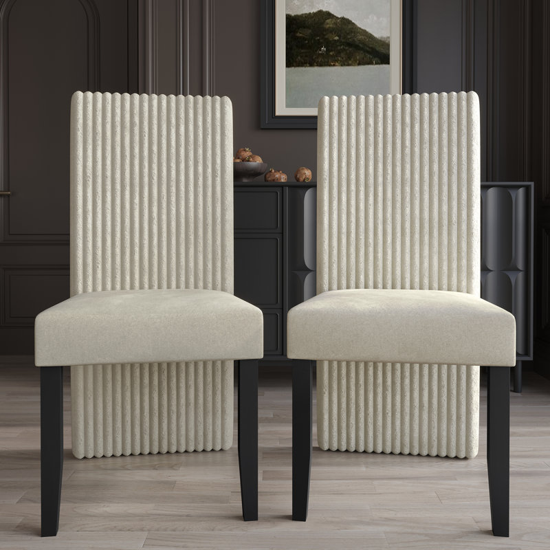 Black Wooden Dining Chair With Velvet Cover, Cream