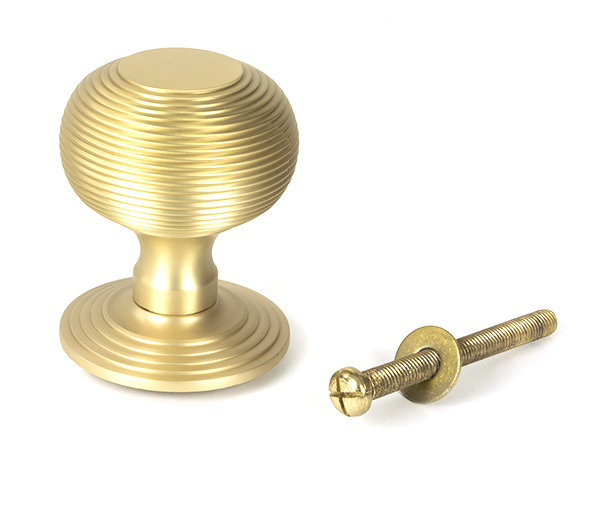 Pewter Beehive Centre Door Knob, Satin Brass