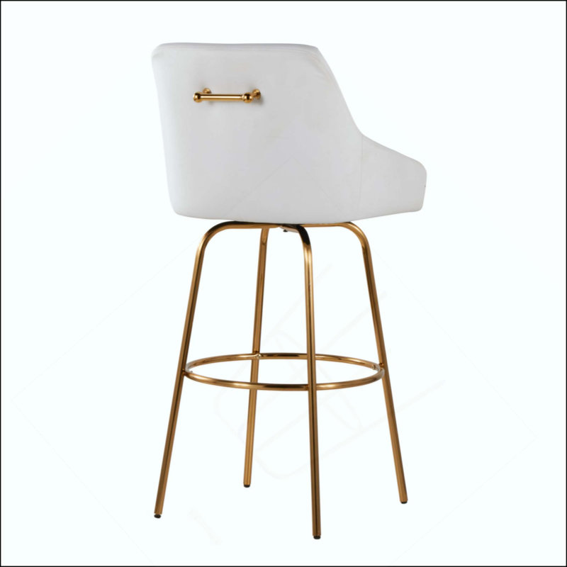 Tabouret de bar à hauteur fixe avec pivot en bois avec repose-pieds en métal - ensemble de 2